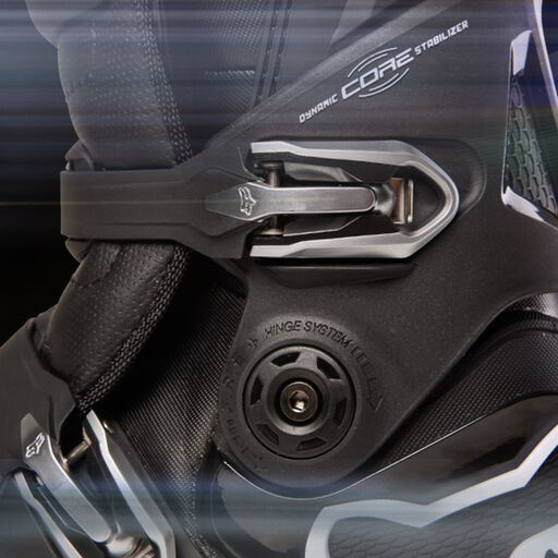 Instinct boot side profile, New ball and socket closure system with built-in float.