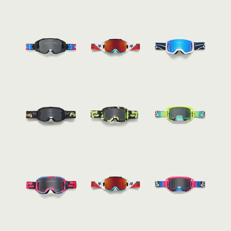 Grid of mtb goggles