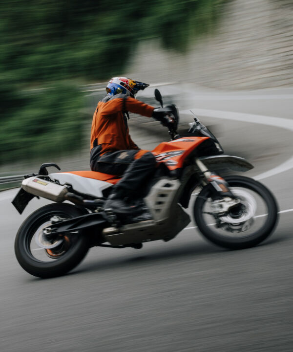 Person in a moto using Fox ADV gear